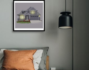Customized House Portrait, Digital Download, Housewarming Gift, House Art, Personalized House Portrait, House Drawing