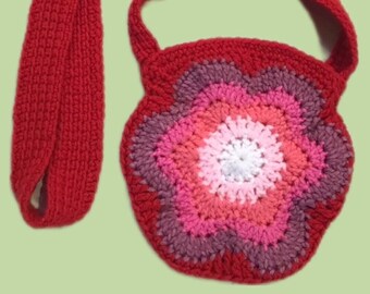 granny hexagon flower purse crossbody handbag boho style bag PDF digital download crochet pattern