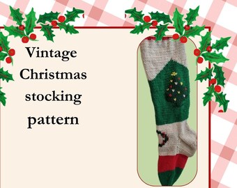 Vintage Christmas stocking pattern- Tree-knit version