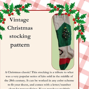 Vintage Christmas stocking pattern- Tree-knit version