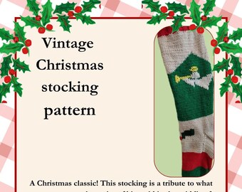 Vintage Christmas stocking pattern- angel- knit version