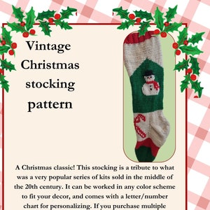 Vintage Christmas stocking pattern- Snowman-knit version