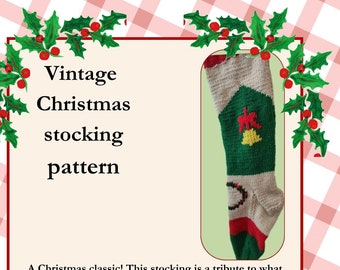 Vintage Christmas stocking pattern- bell- knit version