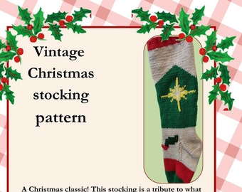Vintage Christmas stocking pattern- star-knit version