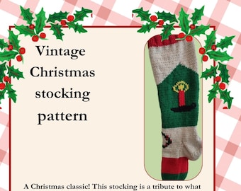 Vintage Christmas stocking pattern- candle-knit version