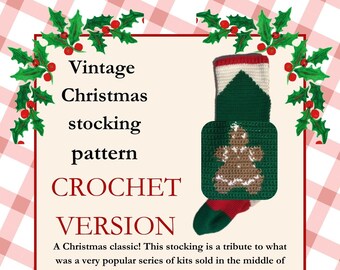 Vintage Christmas stocking pattern- gingerlady- crochet version