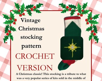Vintage Christmas stocking pattern- star- crochet version