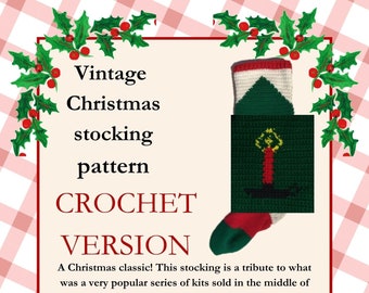 Vintage Christmas stocking pattern- candle - crochet version