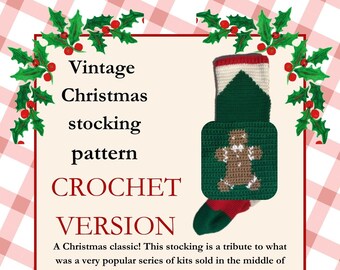 Vintage Christmas stocking pattern- gingerman- crochet version