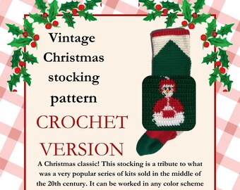 Vintage Christmas stocking pattern- snowlady- crochet version
