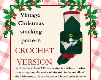 Vintage Christmas stocking pattern- angel- crochet version