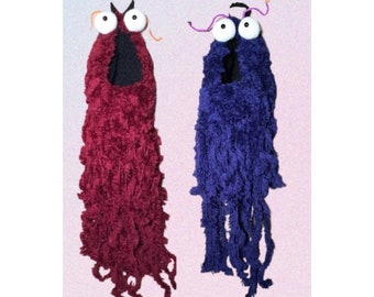 yip-yips Large hanging basket pattern, crochet plant hanger, martian hanging basket, puppet inspired hanging basket