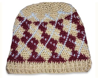 Easy charted stranded colorwork beanie hat doll plushie photo prop PDF digital download crochet pattern