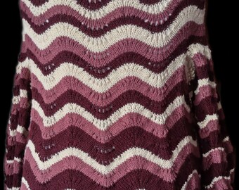 top-down seamless ripple wavy chevron sweater stripe dress shrug crop top long short bell sleeve PDF digital download knit pattern