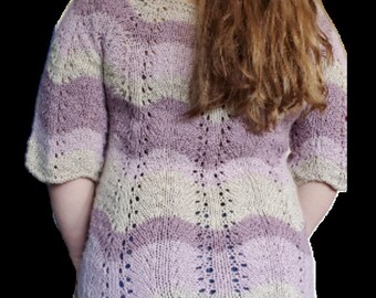 top-down seamless ripple wavy chevron sweater stripe dress shrug crop top long short bell sleeve PDF digital download knit pattern