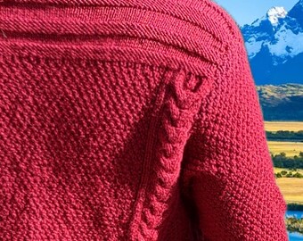 cables moss stitch sweater plus size textured cardigan men's multi sized PDF digital download knit pattern