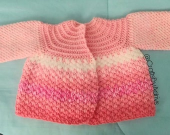 Penelope- crochet seamless top down baby sweater pattern , new baby shower gift to make, crochet doll clothes, cute crochet baby sweater