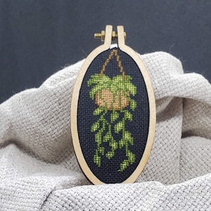 Hanging Plant Basket Micro Cross Stitch - FINISHED PROJECT
