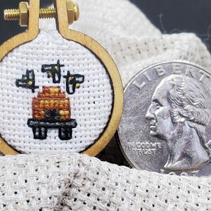 Beehive & Bees Micro Cross Stitch - FINISHED