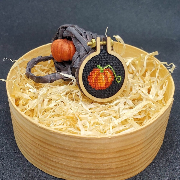 Pumpkin Micro Cross Stitch - FINISHED PROJECT