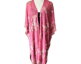 Ausverkauf Vintage Kaftan, Hergestellt aus Indischem Vintage Sari, Kaftan Cover Up, Nachhaltig, Kleidung, Wiederverwendet