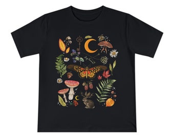 shirt,forst,mystical,mushroom,nature,animal,fairy,moon,spring,summer,flower,mode,tshirt,oberteil,damen,unisex,mond,wald,fabelwesen,pilze