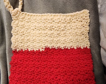 Red & Cream Colored Cotton Washcloth