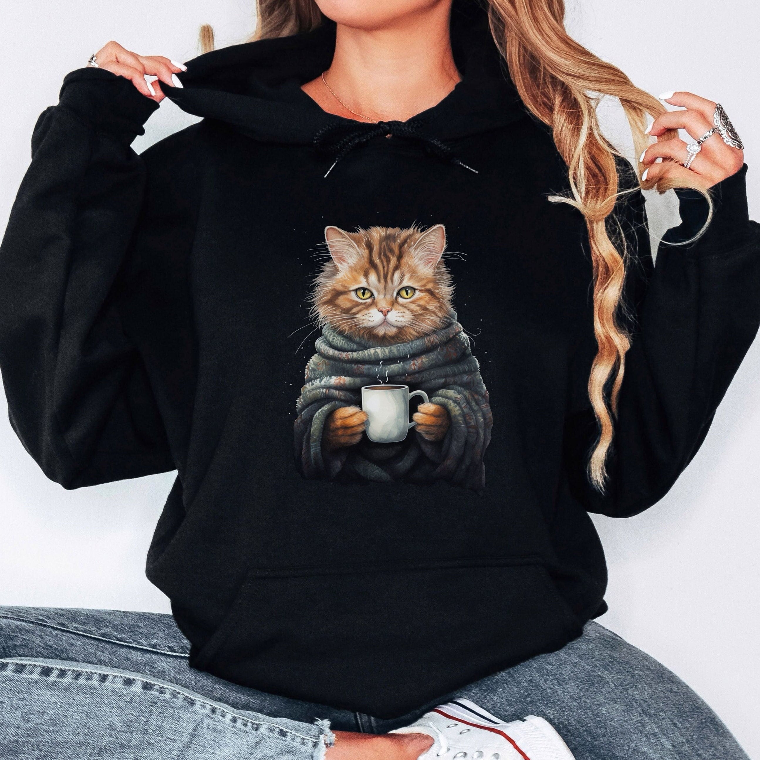 Cat Hoodie - Black Etsy