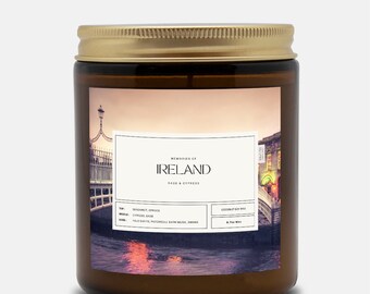 Ireland Scented Candle • Sage & Cypress, Vegan Coconut Soy Wax