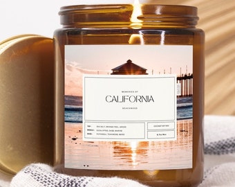 California Beachwood Candle • Coconut Soy Wax, Amber Jar