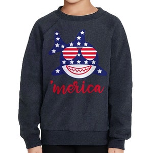 America Shark Toddler Raglan Sweatshirt - American Flag Present - American Pride Gift Ideas
