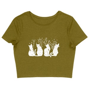 Celestial Cats Cropped T-Shirt - Celestial Inspired Apparel - Space Lover Gift Ideas