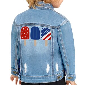 America Popcicles Toddler Denim Jacket - Usa Flag Gift Ideas - Patriotic Boy Apparel