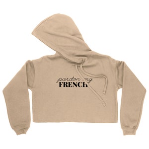 Pardon My French Women&#39;s Cropped Hoodie - Smart Animal Clothing - French Bulldog Clothing