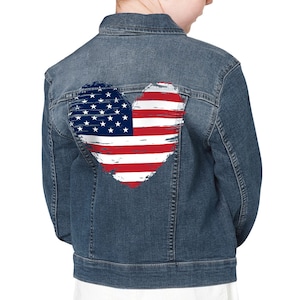 Us Flag Heart Kids&#39; Denim Jacket - Products for Kids - Birthday Presents