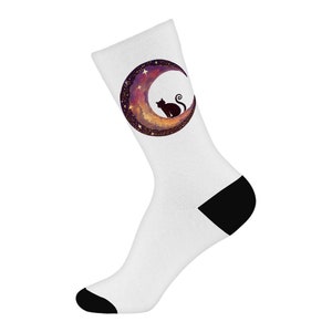 Colorful Celestial Cat Socks - Gift for Friend - Space Lover Stuff