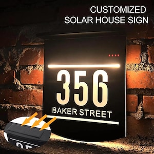 Customized Solar house Number Sign Outdoor House Numbers Plate Personalized House Number Plaque Modern 3d Home Number