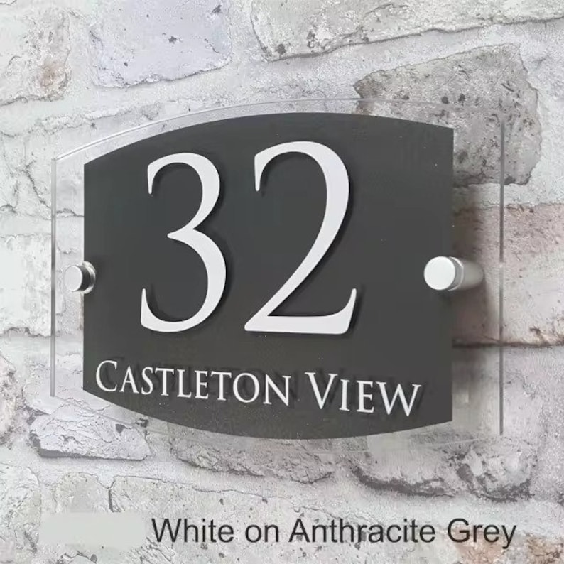 Customize Modern House Address Plaque - Glass Effect Acrylic Door ...