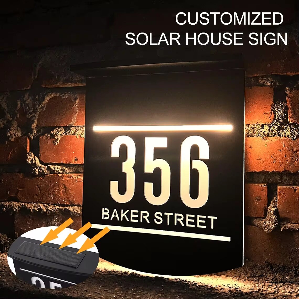 Customized Personalized House Number Plaque Modern Acrylic Laser Cut 3D Home Number Address Plaque With Street Name (Black Silver