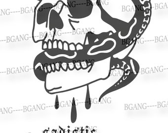 Skull with Snake SVG, Unique Vector Design for Your Alternative Style, Gothic Snake, Vector Ready to Download