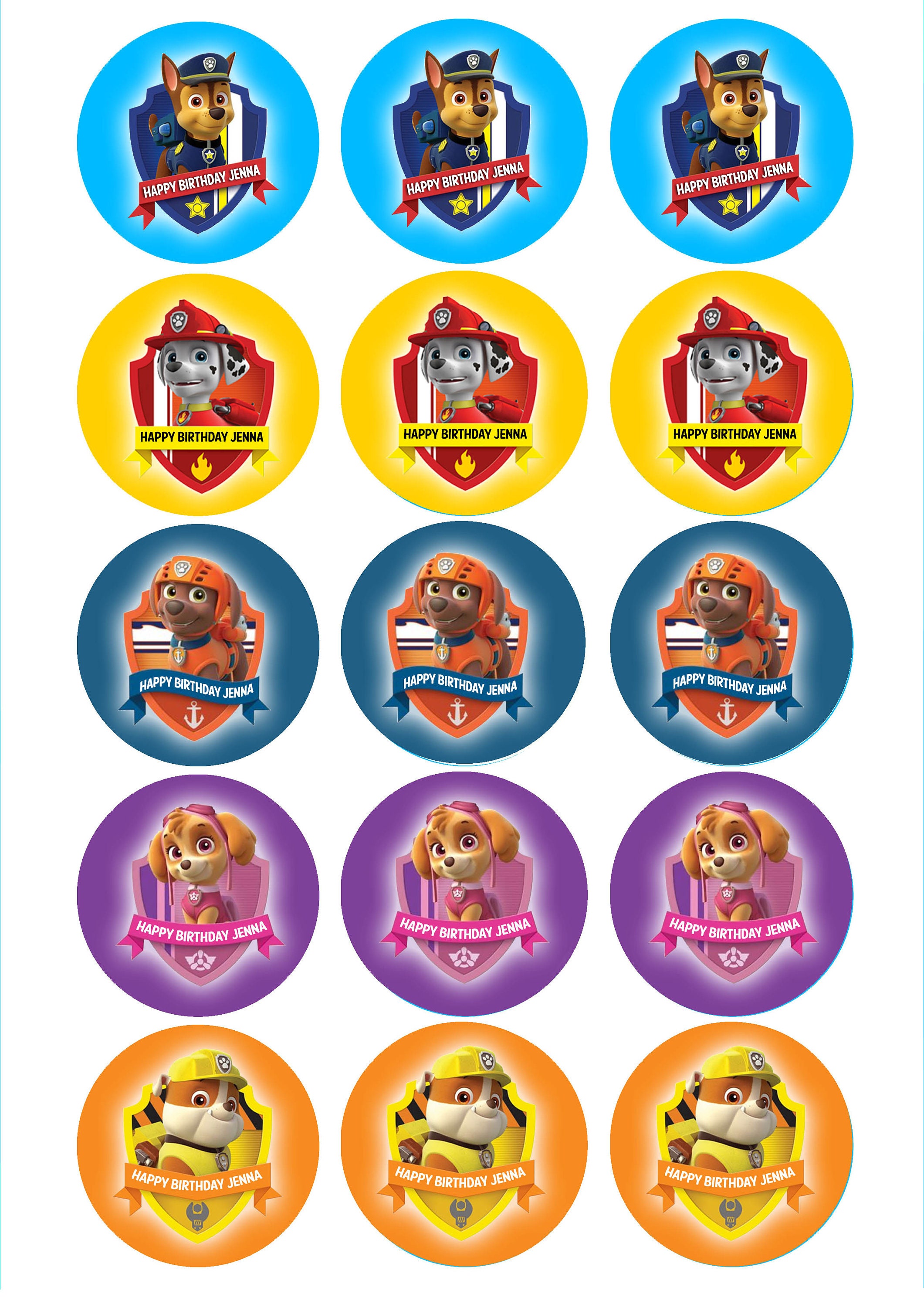 Paw Patrol Edible Cupcake Pre Cut Cookie Toppers Etsy