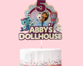 CAKE TOPPER image / SIGN Gabby's Dollhouse Birthday Party Comestible Sheet  Cake Cakey, Pandy, violet rose bleu, bricolage, imprimable numérique -   France