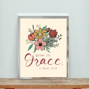 Scripture wall art, 2 Peter 2:18, Grace, Digital download