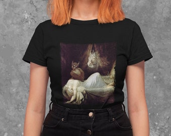 Morbid Horror Fantasy T-Shirt, Incubus Demon Graphic Print, Gothic Unisex Tee