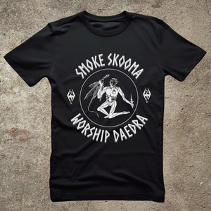 smoke skooma worship daedra, gamer tee, elders scrolls print