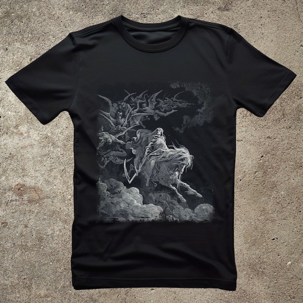 Gustave Doré Death on Pale Horse Shirt | Occult Unisex Tee |  Dark Occultist Top |  Apocalypse Horseman Tee