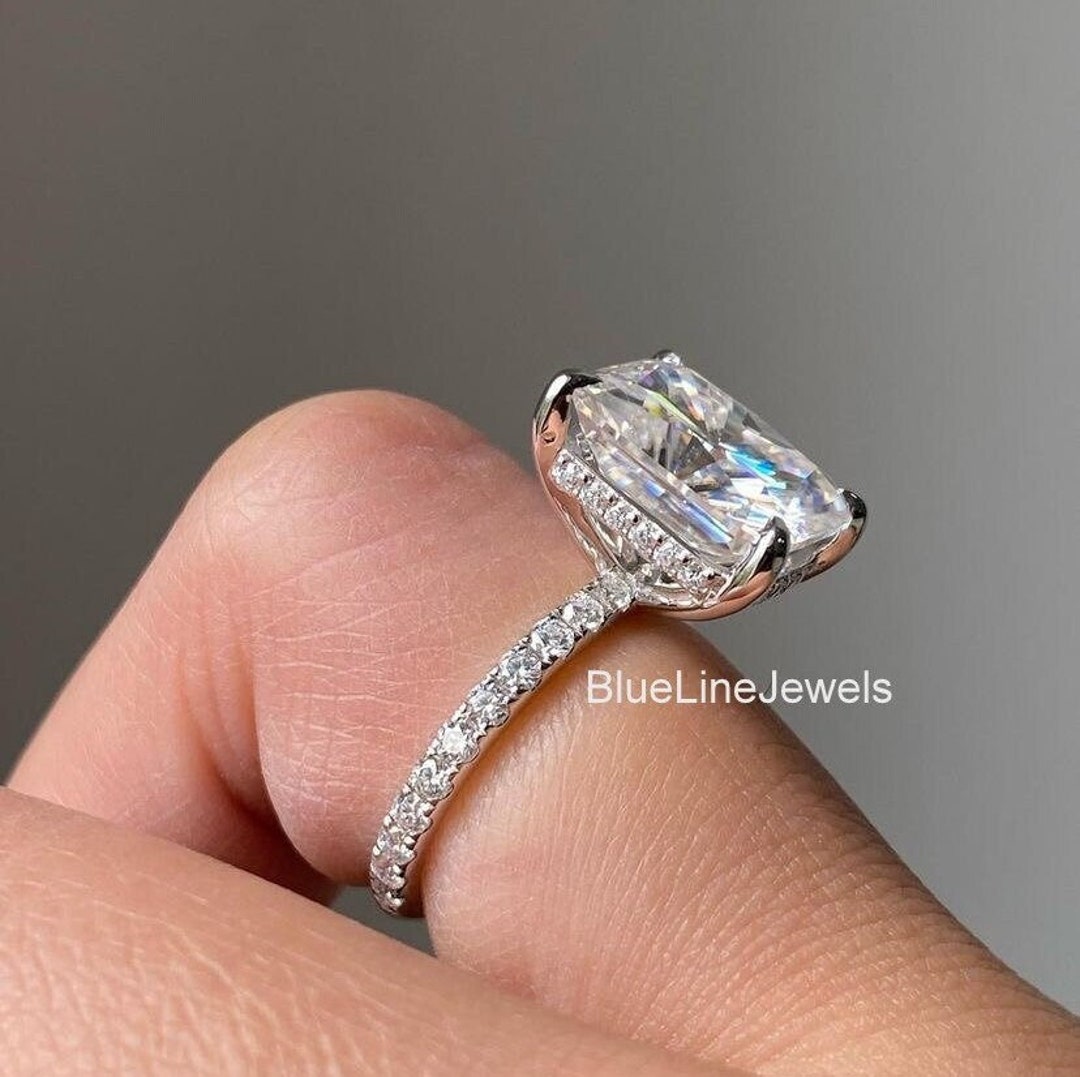 4CT Radiant Cut Moissanite Engagement Ring 14K White Gold - Etsy