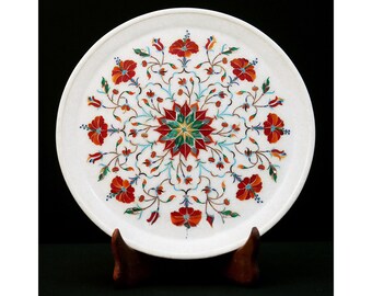 孔雀デザインの装飾皿　インド　india 大理石　金細工　美術　芸術　伝統工芸 孔雀デザインの装飾皿 インド india 大理石 金細工 美術 芸術 伝統工芸