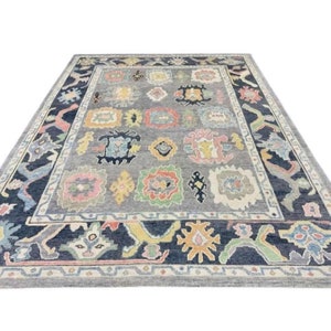 Hand Knotted Wool Oushak Rug: Vintage Style Area Rug