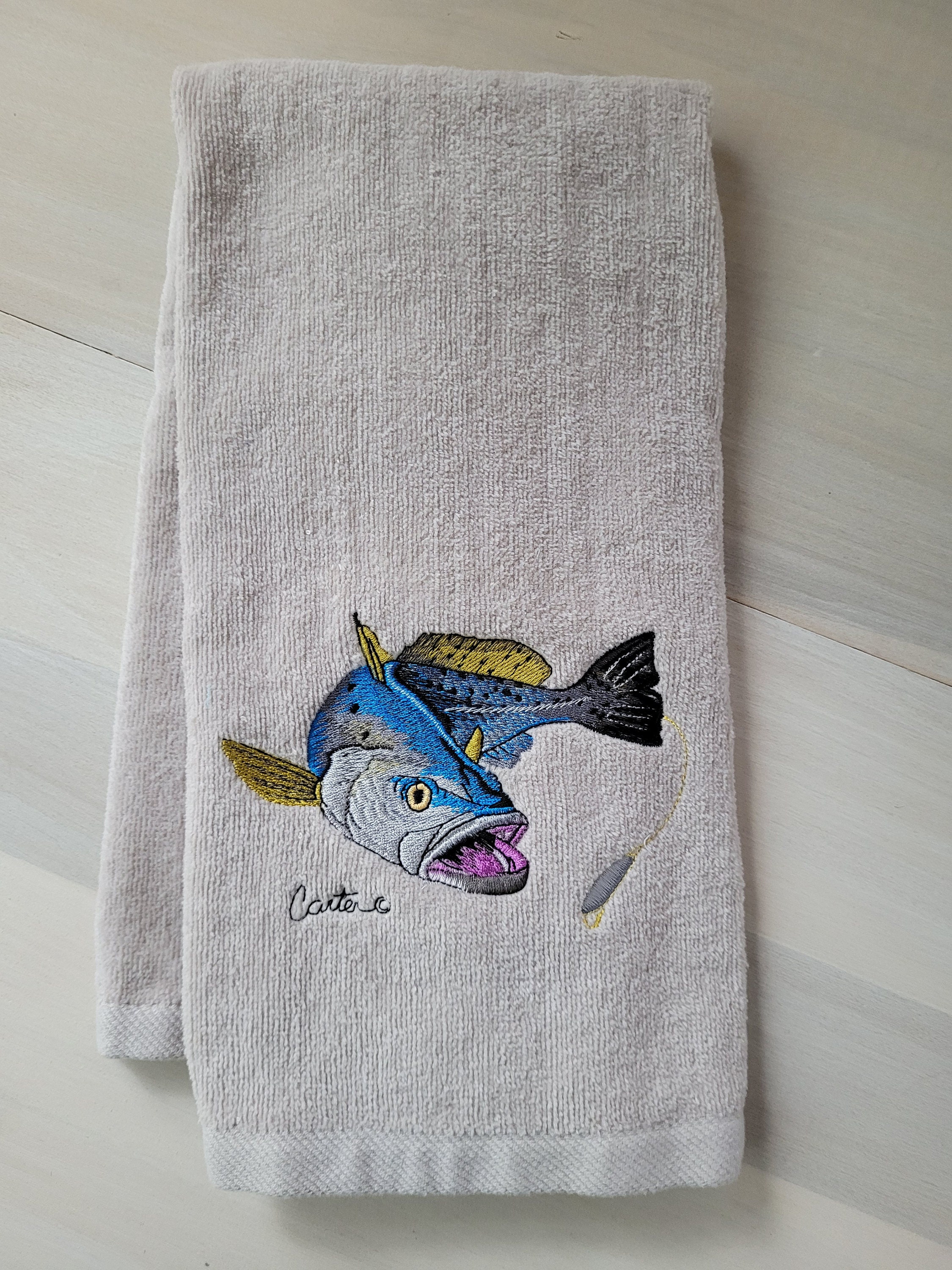 Embroidered Fishing Towel 